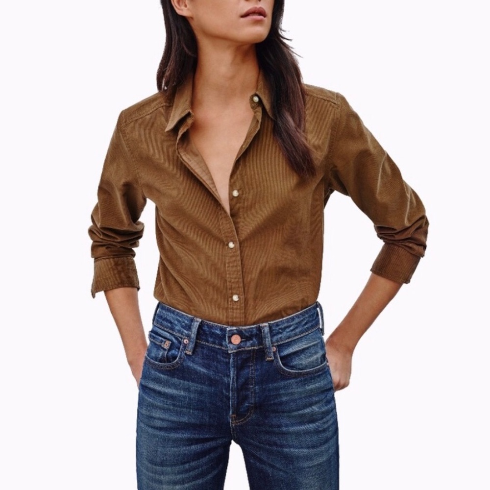 Aritzia Wilfred Free Fia Corduroy Tan Shirt